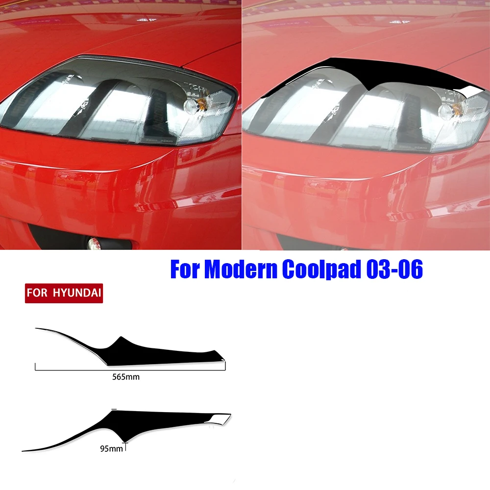 For COUPE 2003 2004 2005 2006 Front Headlight Garnish Strip Eyebrow Cover Trim Sticker