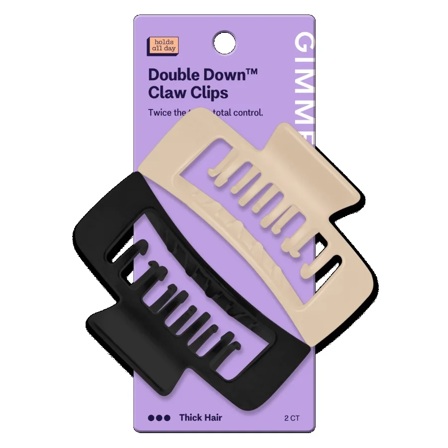 

Beauty Claw Clip Thick Double Teeth Rectangle Black Tan ps 2ct