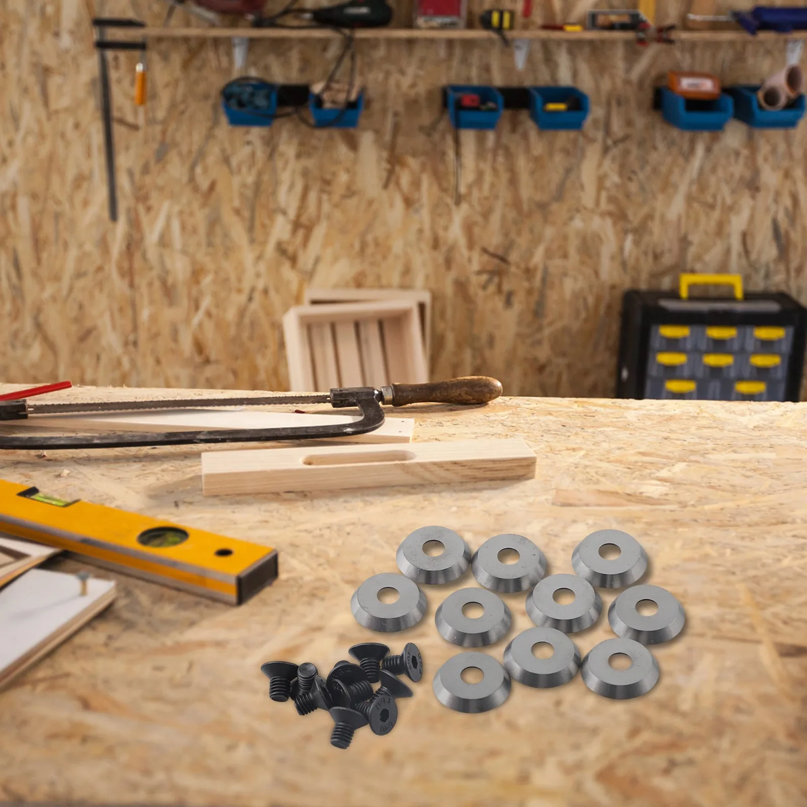 

Set of Ten Carbide Round Inserts Designed to Provide Clean Cuts in Various Wood Types During Turning Tasks