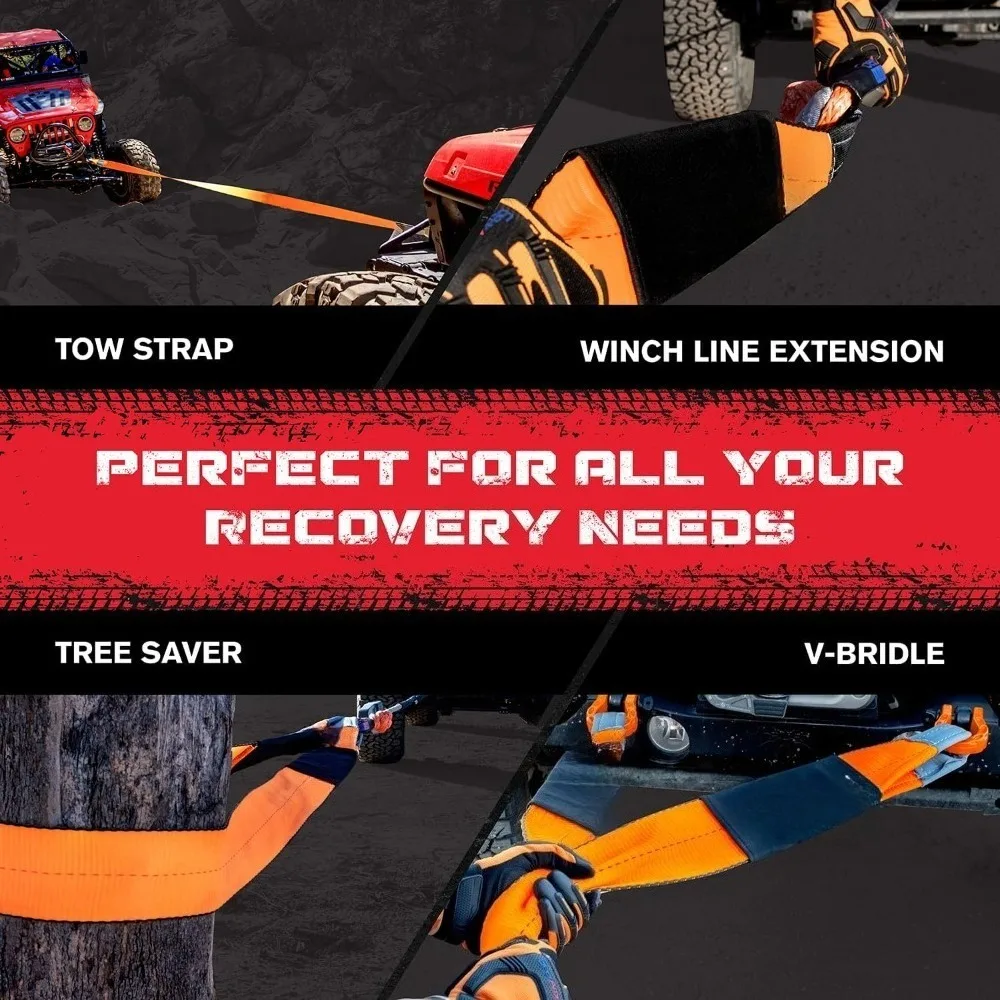 توصيل مجاني - مجموعة أدوات الاسترداد على الطرق الوعرة من GearAmerica، 9 طن، تتضمن حزام سحب، وحفظ شجرة، وبكرة كتلة الخطف، وأغلال حلقية على شكل حرف D
