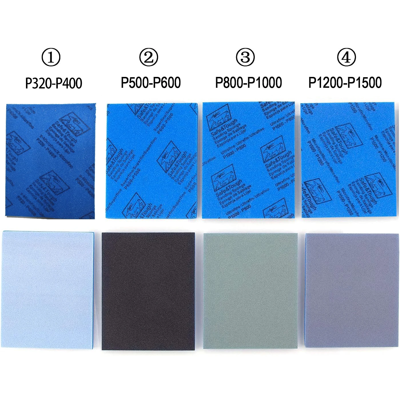3er-Pack Schleifschwamm mit Körnung 320-1500, 4,5 x 5,5 x 0,2 Zoll, ultrafeiner Handschleifschwamm für Trocken- und Nassanwendungen, flexibel – Detail 3