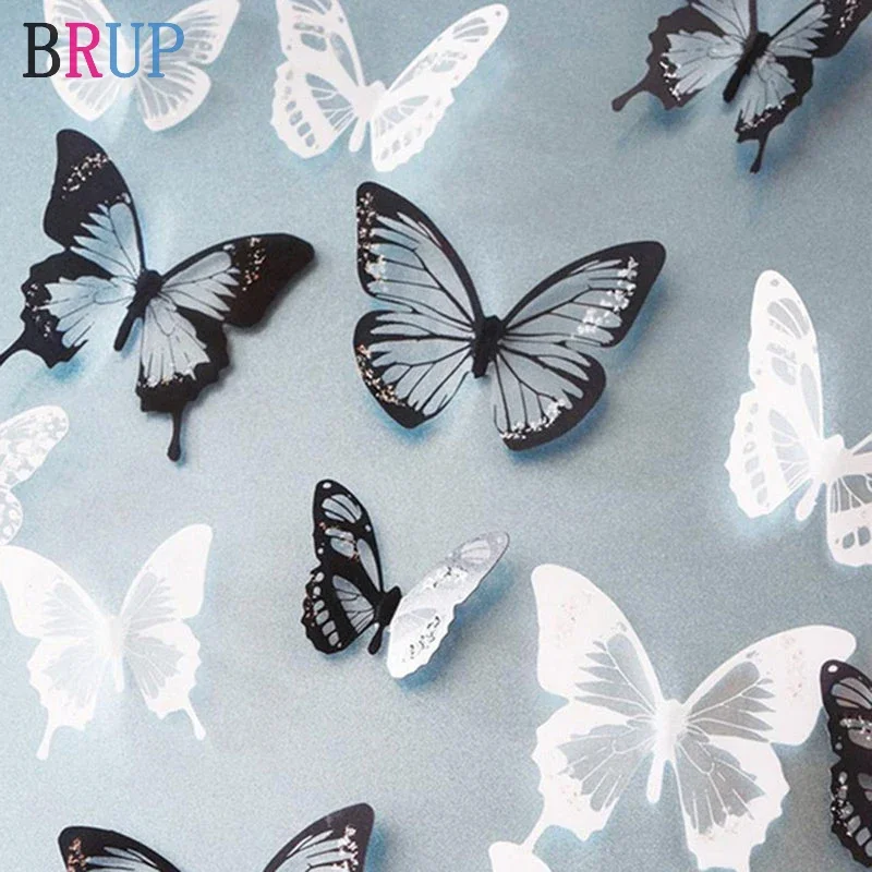 New 18pcs/lot Crystal Butterflies 3d Wall Sticker Beautiful Butterfly Living Room for Kids Room Wall Decals Home Decoration K-on