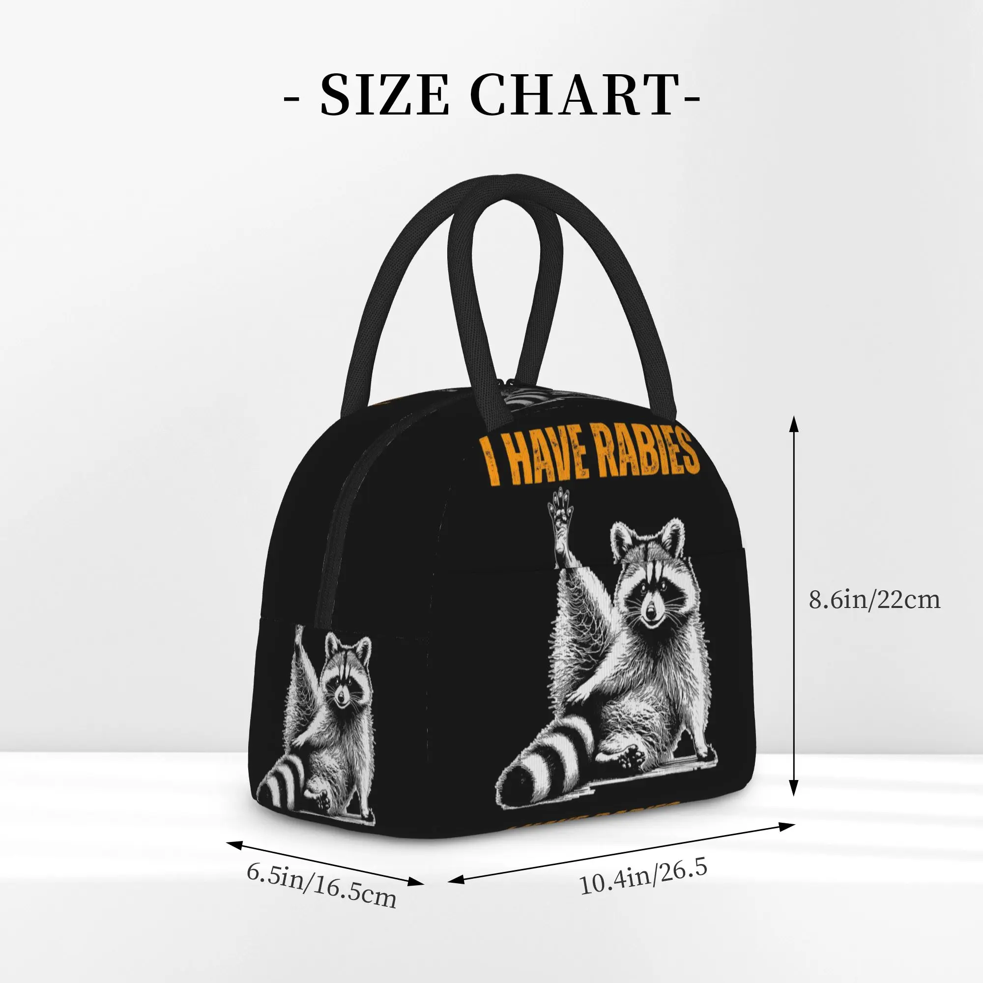 I Have Rabies Funny Racoon Warning Handheld Thermal Cooler Bag Meme Lightweight Insulated Lunch Bag Multifunction Bento Box Work