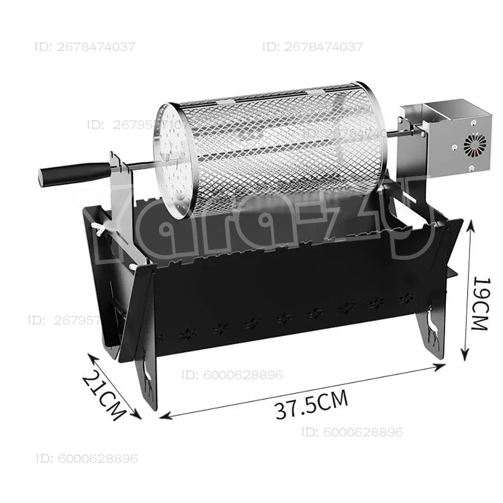 Outdoor Portable Foldable 220V Electric Rotating Barbecue Grill Automatic Rotary Cage Roaster Cooking Machine