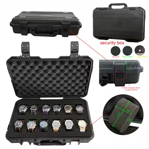 12 Grid Waterproof High-end watchBox collection watch Antique ProtectiveSafety Box Thickened with spongeMoisture-proof Box