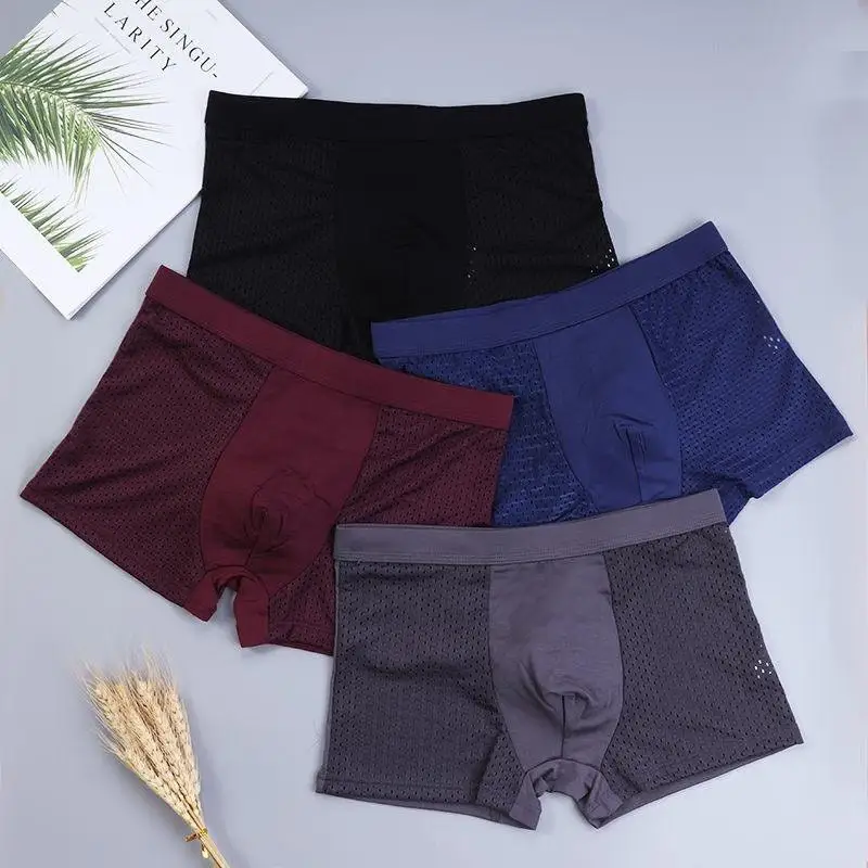 10pcs/lot Plain Boxers/Trunks Men Underwear Mesh for Summer