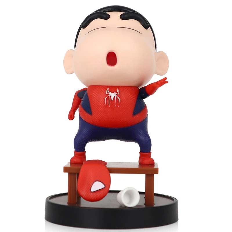 Xaoxin Cos Spiderman Captain America Action Figure Anime Shin Chan Figura Kawaii Pop Model Ornamenten Speelgoed Festival Gift ﻿