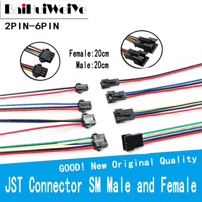 20PCS/LOT 10Pairs JST LED Connectors Male Female Connector for 3528 5050 RGB RGBW RGBWW LED Strip Light 2Pin 3Pin 4Pin 5Pin 6Pin