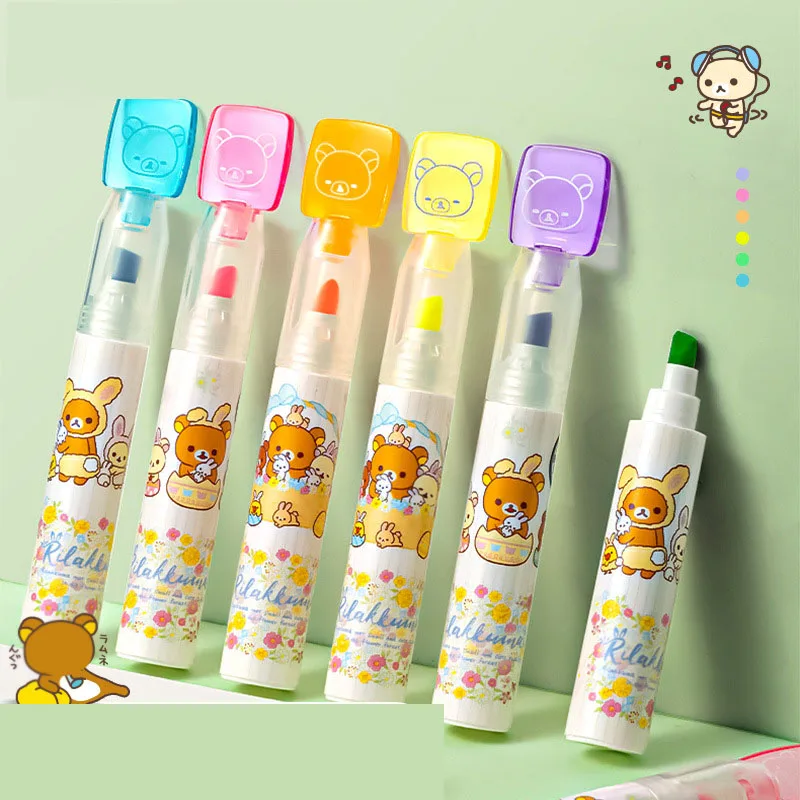 36 pcs/lot Creative Bear Highlighter Kawaii 6 Colors Drawing Painting Marker Pens Office School Writing Supplies