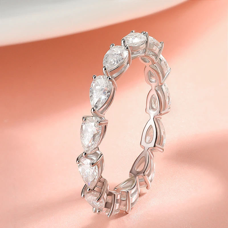 

3*5mm Pear Cut All Moissanite Rings For Women Luxury Quality Lab Diamond 925 Sterling Silver Plated 18k White Gold Wedding Gift