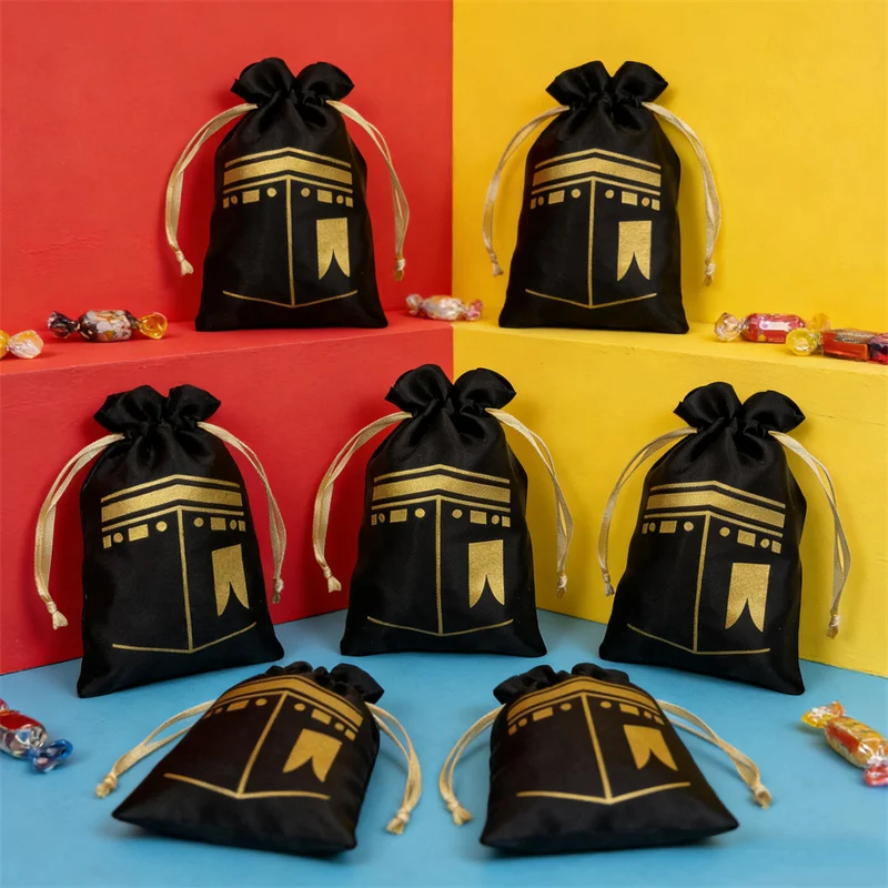 

3Pcs Umrah Mubarak Candy Gift Bag Islamic Muslim Festival Party Decor Home 2026 Ramadan Candy Sack Cookie Packaging Bag Supplies