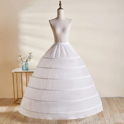 Women Crinoline Petticoat A-line 6 Hoop Skirt Slips Long Underskirt for Wedding Bridal Dress Ball Gown White