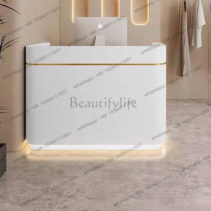 

LJY Minimal Commericial Reception Desks Design Modern Counter Business Reception Desks Elegant Checkout Bureau Industrial Furnit