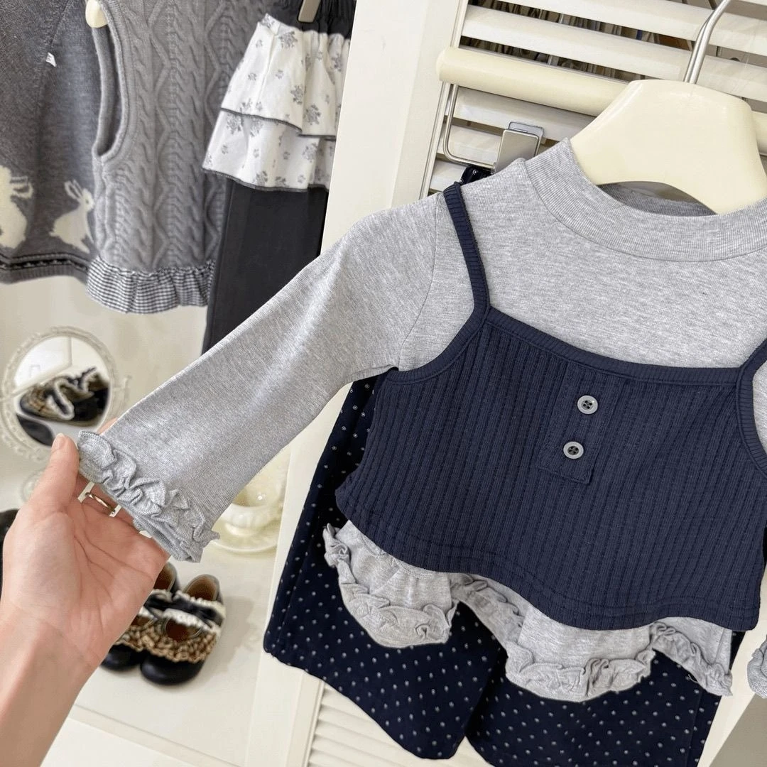 Sets Original Design for Girls Autumn Winter Korean Style Trendy Fashion Polka Dot Pants Three Piece Set 2025
