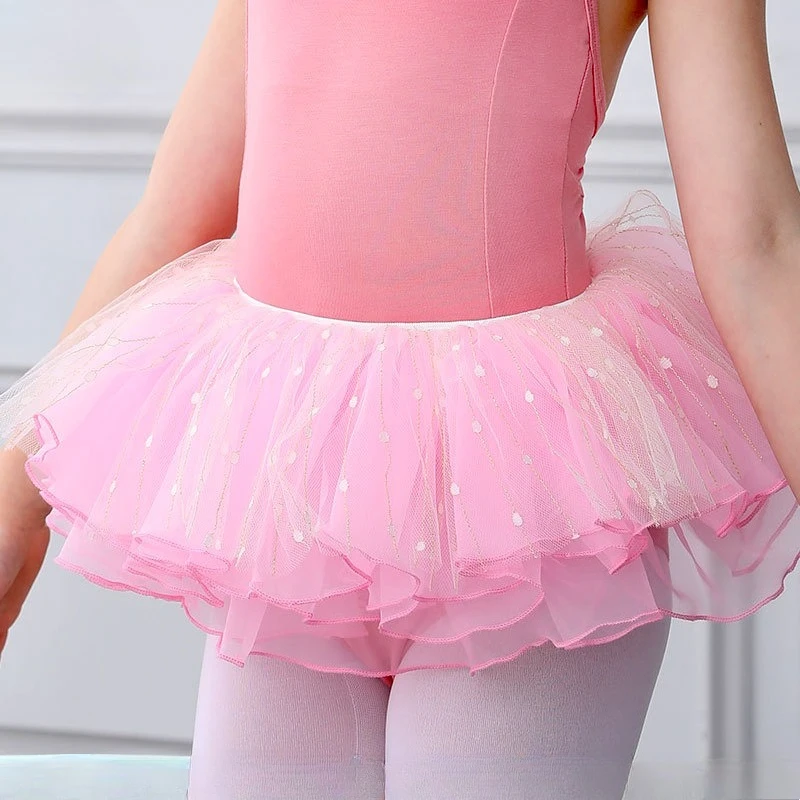 

Kids Ballet Skirt Tutu Skirt 3 Layers Organza Mesh Embroidered Tulle Skirt for Girls Dance Performance Practice Wear