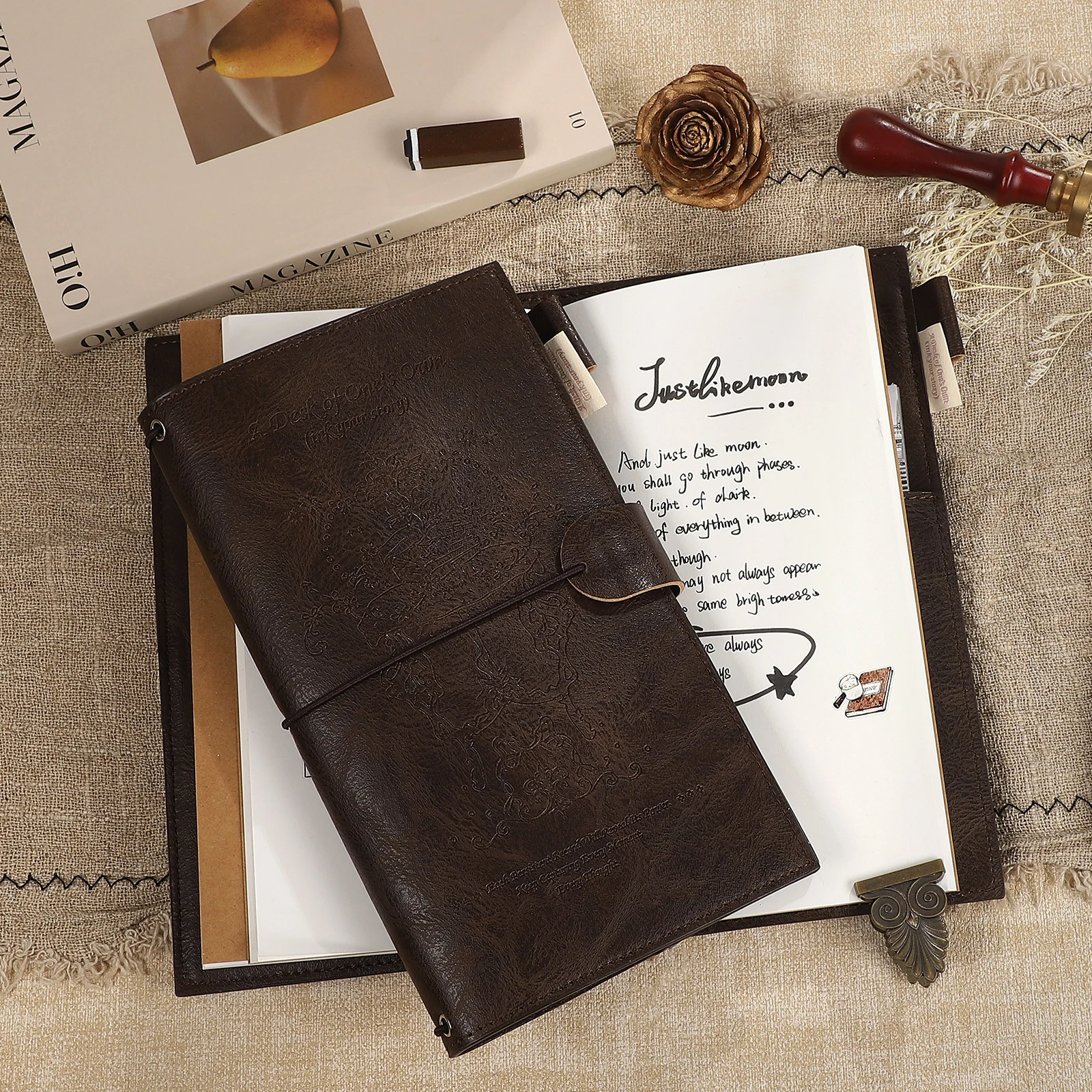 アンティークガーデンシリーズヴィンテージレザーカバートラベル - Vintage Leather Journal Notebook のレビューと価格