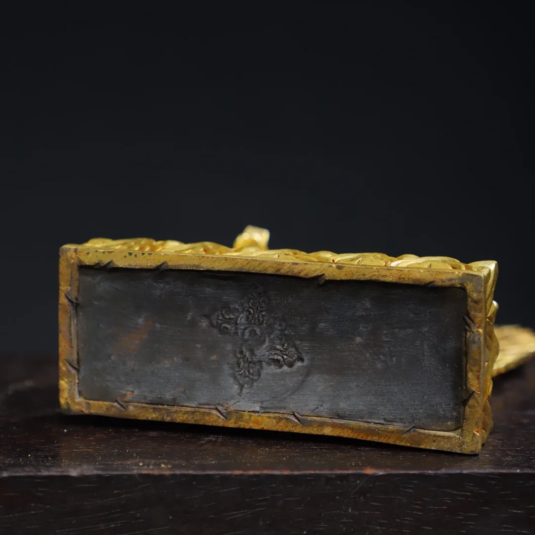 Folk Old Bronze Cinnabar Gilded Painted Face Palden Lhamo Lotus Terrace Backlight Buddha Worship Hall