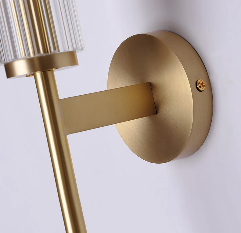 Clear Glass Wall Light Gold Brass Indoor Foyer Bedroom Lamp