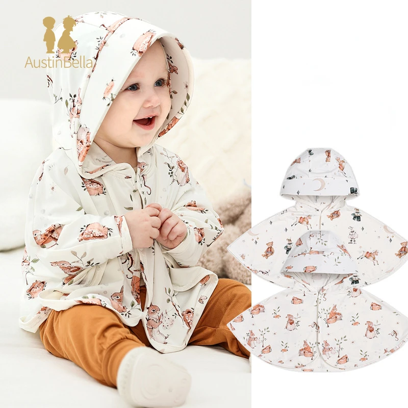 

Baby Kids Bear Hooded Poncho Cape Soft Cotton Cloak Wrap Jacket for Girls Boys Spring Autumn Newborn Outerwear Cover Up