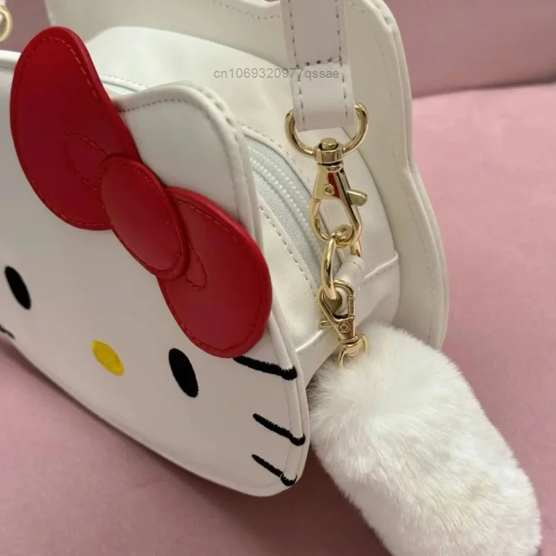 Sanrio Hello Kitty Girl Heart 3D Cartoon Crossbody torba damska PU skórzana torba z wisiorkiem wysokiej wartości estetycznej torebki