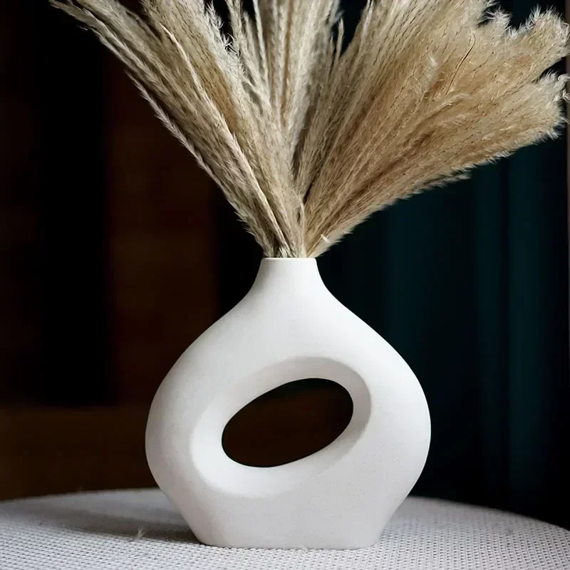 

Minimalism Ceramic Vase for Entry Pampas Grass Dried Flower Arrangement Table Decoration Accessories Home Living Room Interior