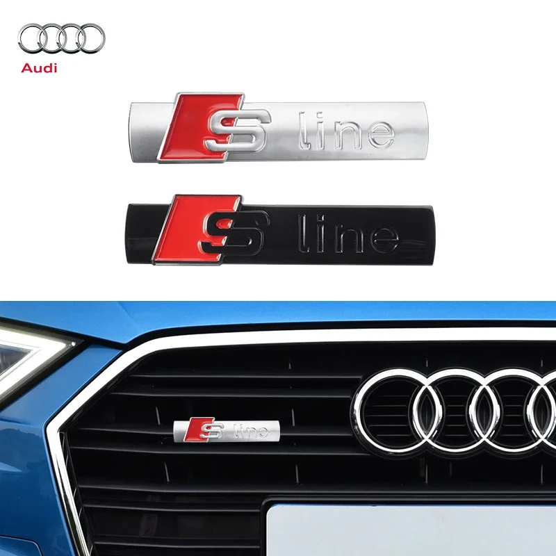 Emblema de la parrilla delantera del capó del coche, pegatina de la carrocería para Audi SLine RS A3 A4 B8 8P 8V B6 A5 A6 C7 Q5 B9 B7 C6 A1 Q7 Q3 Q6