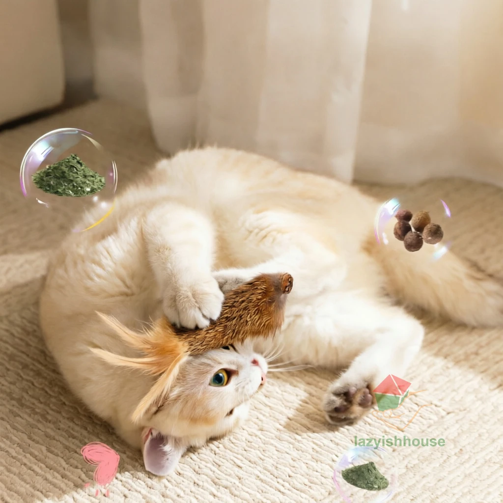 Natural Rabbit Fur Ball Cat Toy Cat Mint Fengrong Toy Cat Teasing Stick Cat Toy Self Fun and Stress Relieving Tool Pet Products view 6