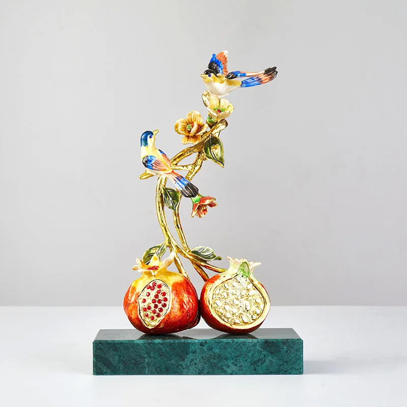 HYS enamel color happy eyebrows pomegranate Duozi Duofu ornament new Chinese high-end wine cabinet porch TV cabinet decoration