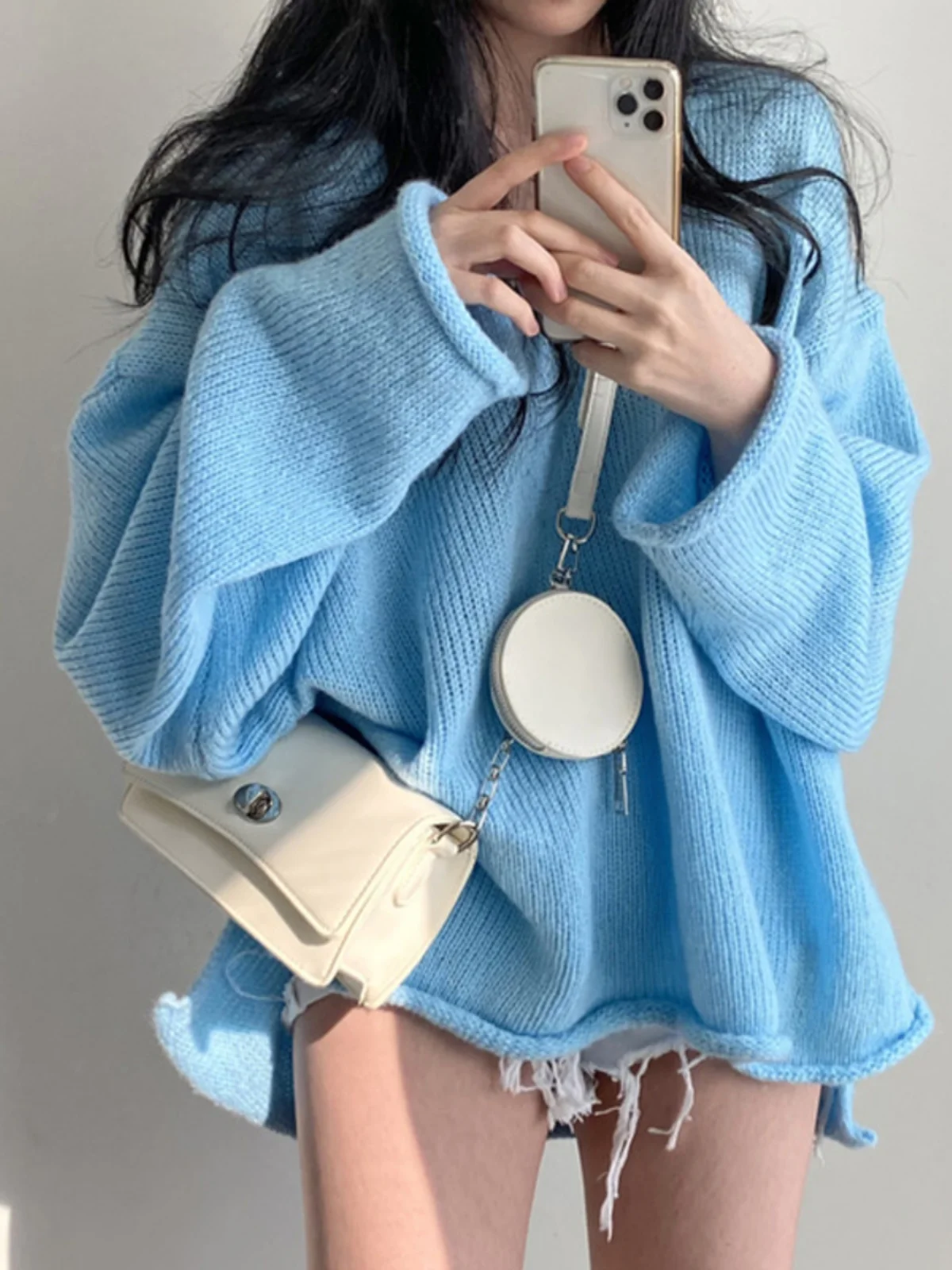 

Chic Autumnal Vintage Loose Lazy Sle V-Ne Cuffed Split Overhead Anti-Aging Sweater Women Long Sve Knitted Top
