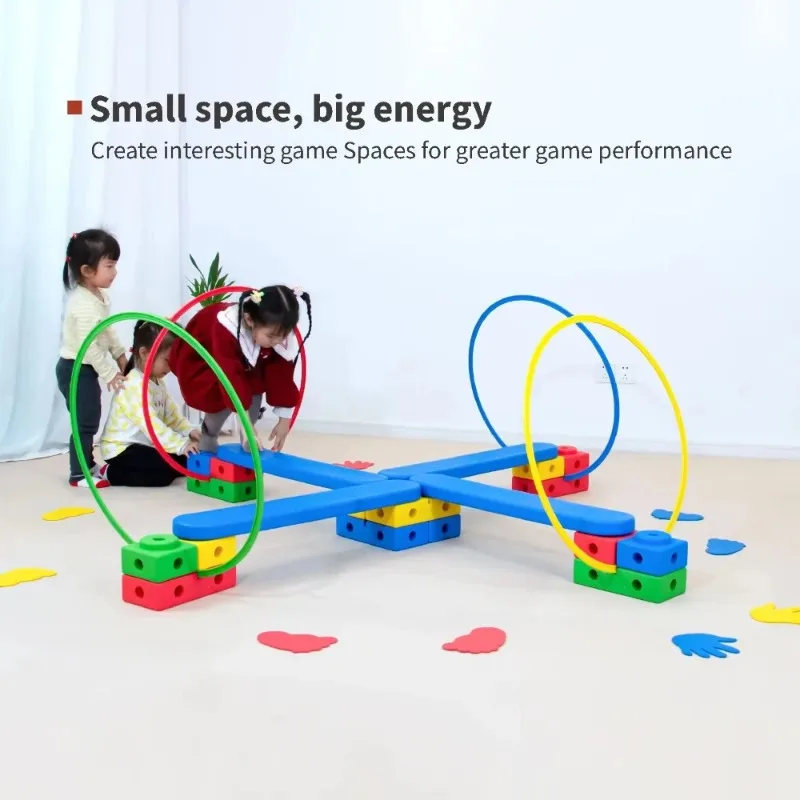 Handicap Course Training Balance and Coordination Jumping Game Combination Durable Plastic Agility Hoop Sensing Equipment
