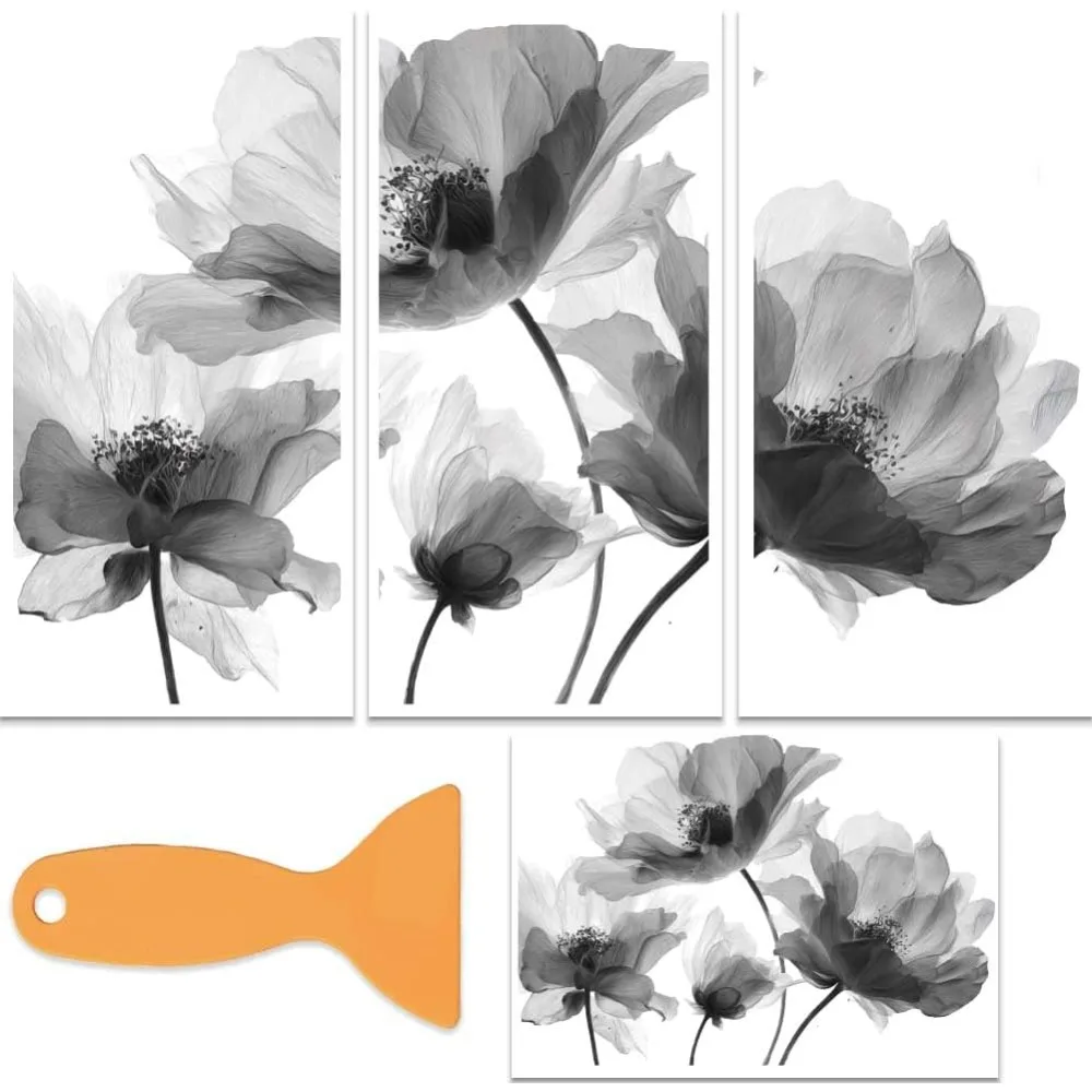 3 Sheets 3 Styles PVC Waterproof Decorative Stickers Self Adhesive Decals for Furniture Decoration Flower 300x150mm