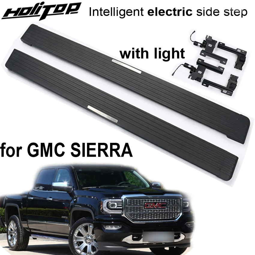 

Hottest intelligent side step side pedals foot board for GMC SIERRA 2017-2023,with light.aviation aluminum alloy,famous factory.