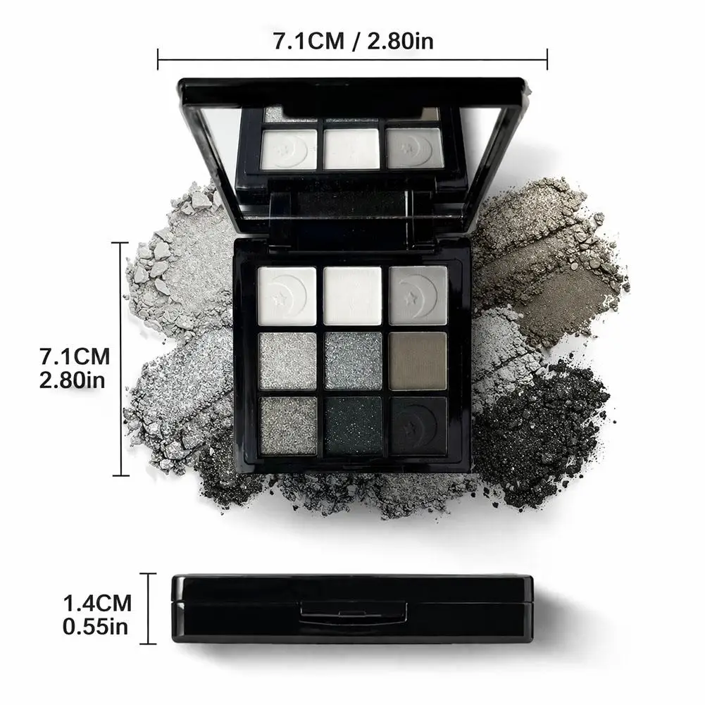Matte Lidschatten-Palette, hochpigmentiertes Lidschatten-Puder, kreieren Sie einen neutralen Augen-Look, Smokey Eyeshadow, schwarzes, glänzendes Augen-Make-up – Detail 14