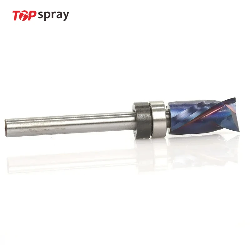 

Woodworking Milling Cutter Blue Nano-Coated End Mill Bearing Composite Trimming Cutter Router Bit 1/4" 6mm Shank Tools
