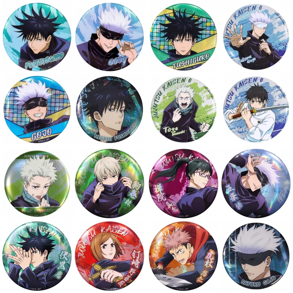 

58 мм аниме дзюдзюцу кайсен Инумаки Тоге Оккотцу Юта Годзё Сатору Фусигуро Мегуми Косплей Костюм Значок Булавка СПЭ Брошь из жести ﻿
