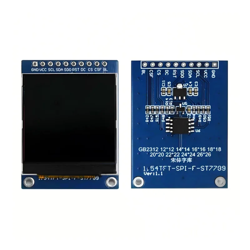 1.54 インチ IPS LCD TFT ディスプレイ モジュール - 240x240 HD カラー スクリーン、ST7789 ドライバー、4 線式 SPI インターフェイス