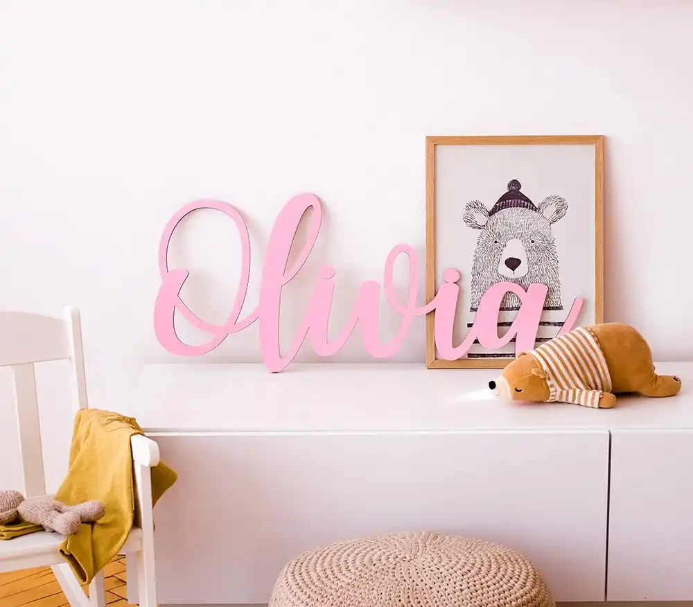 Custom Name Sign for Wall Decoration, Wedding Party, Wood or Acrylic, Name Tags, Letter Wall Art, 10-20in Size