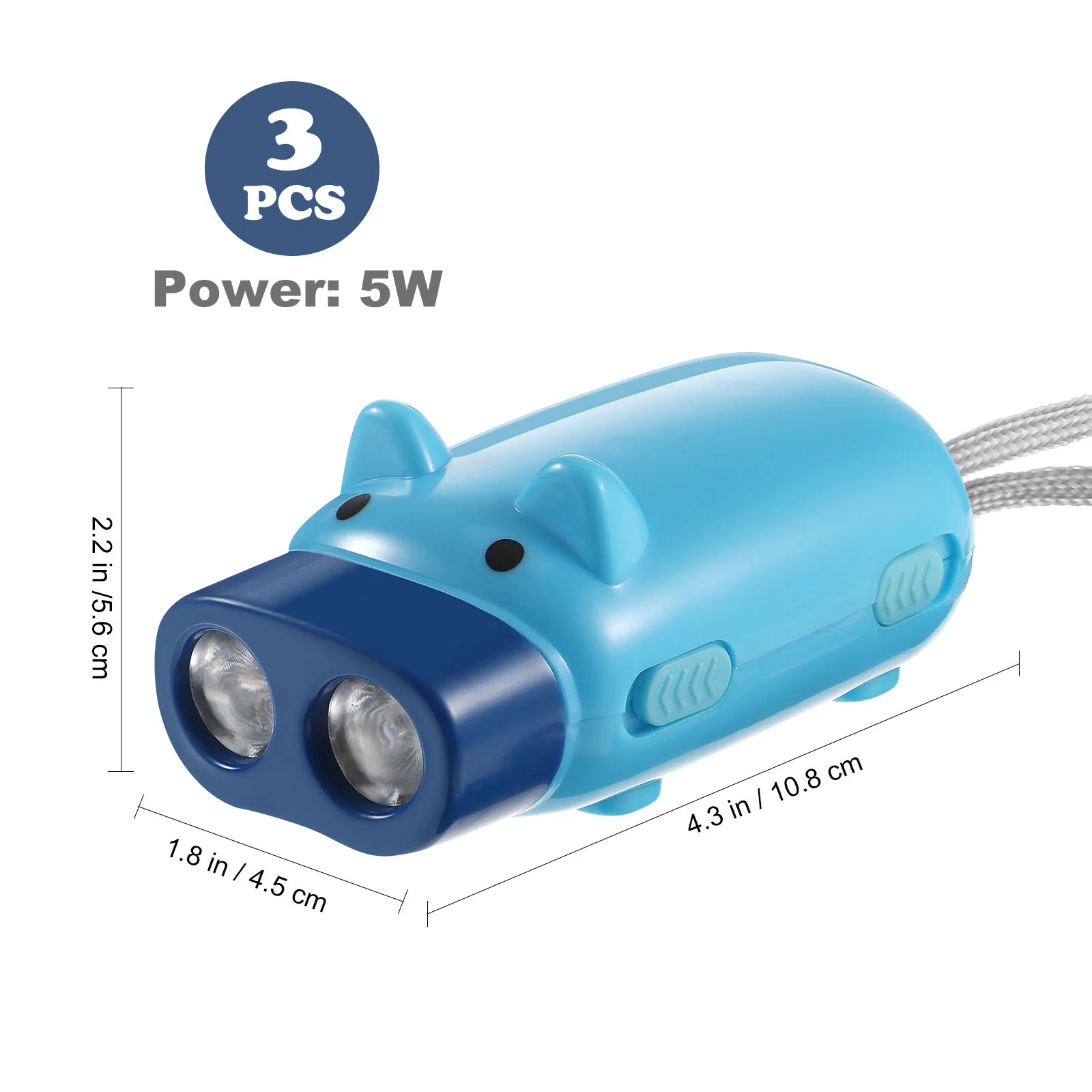 3 قطعة اضغط على زر مصباح يدوي على شكل خنزير كرتوني Led ضوء التخييم المحمول للبالغين مصباح صغير ساطع قابل لإعادة الاستخدام #6