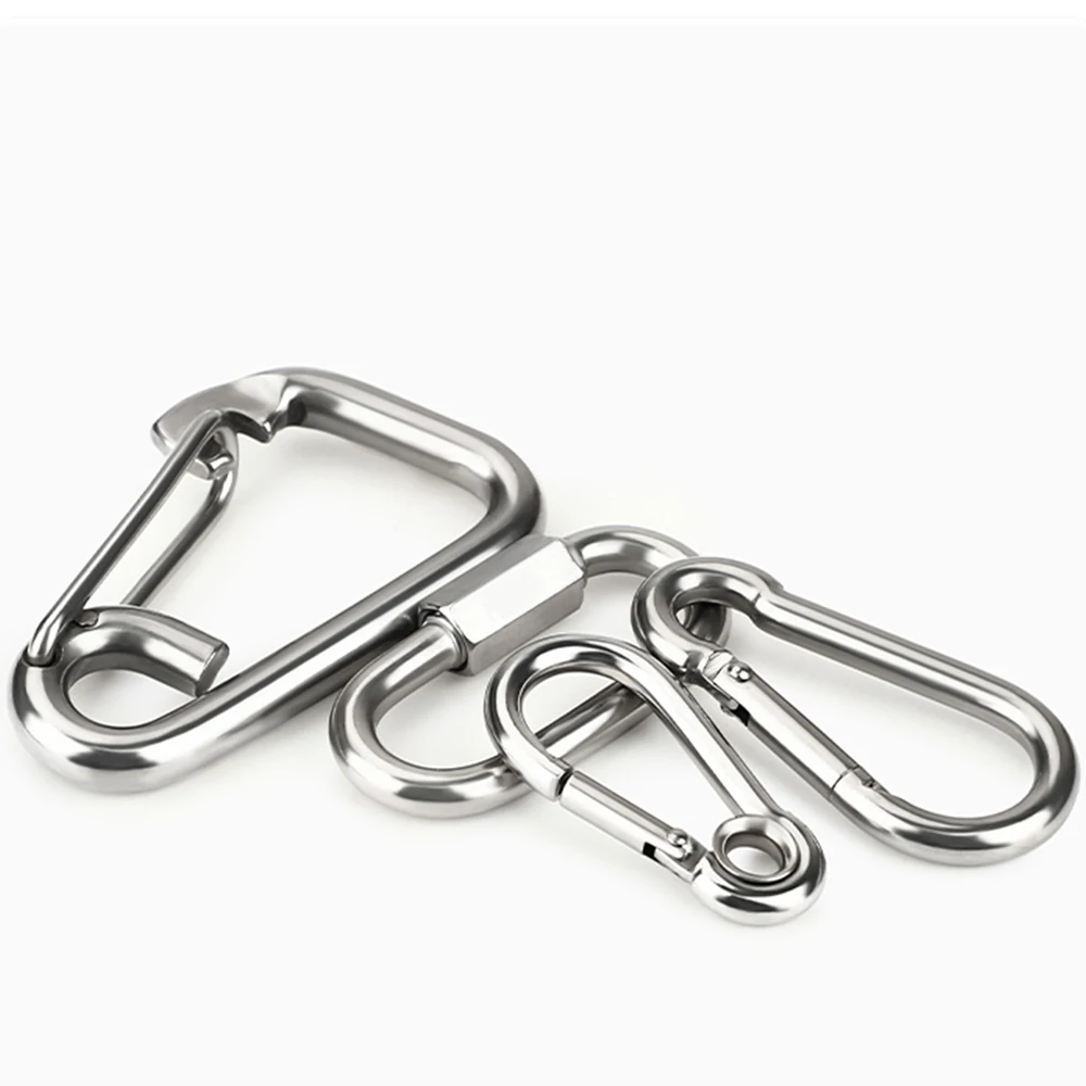 1-10Pcs M4 M5 M6 M8 M10 M12 M14 Galvanized Spring Snap Carabiner Quick Link Lock Ring Hook snap shackle Chain Fastener Hook