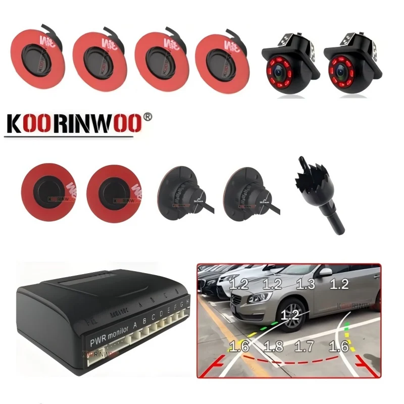 Accessoires électroniques de stationnement, kit de rétroviseur et radar avant, alarme, capteur d'angle mort pour autoradios Android, caméras, voitures, Parktronic