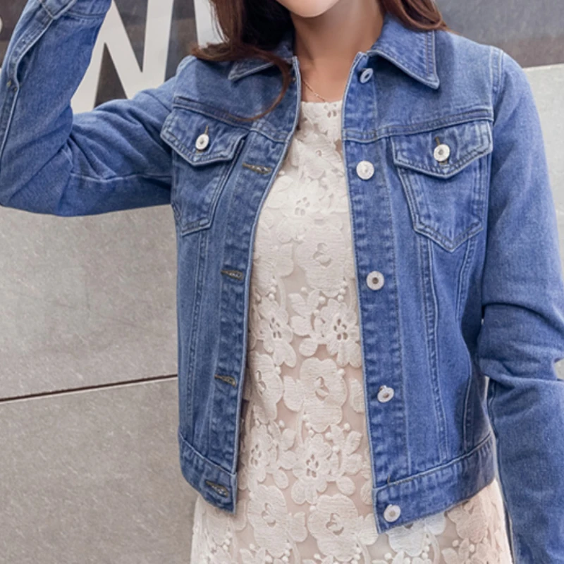 New Women\'s Denim Jacket Spring and Autumn 2022 Casual Short Denim Jacket Women\'s Korean Version Solid Color Jacket Clothes