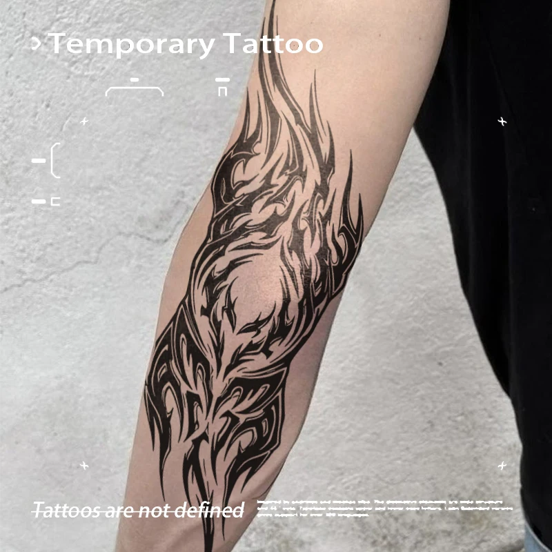 

Готический стиль, темное пламя, травяной сок, татуировка, наклейка для мужчин, женская рука, водонепроницаемая временная татуировка, поддельная татуировка для тела, Хэллоуин