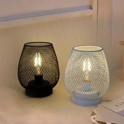 Decoratieve LED-tafellamp, ijzeren handwerken, zeefdruk, kleine nachtlamp, vogelkooi type, industriële wind, persoonlijkheid