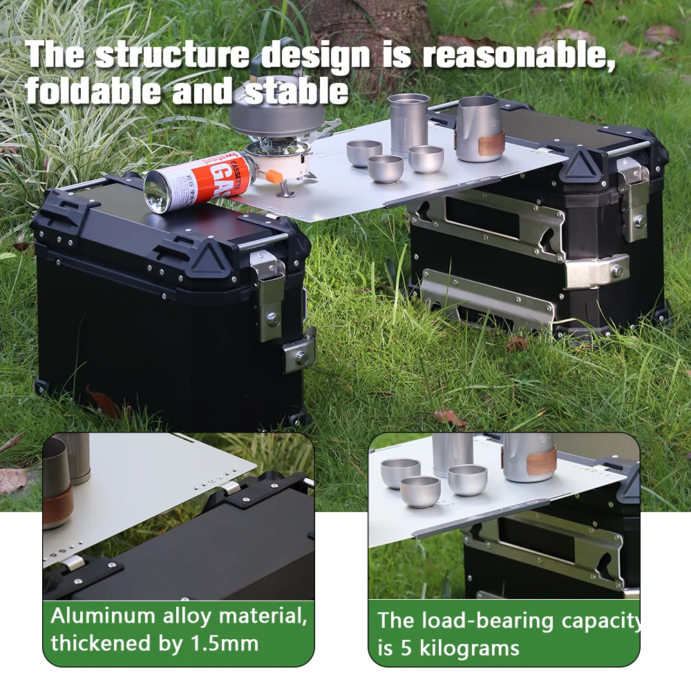 Motorcycle aluminum alloy folding table board side box quick-disassembly and modification side box camping outdoor storage table