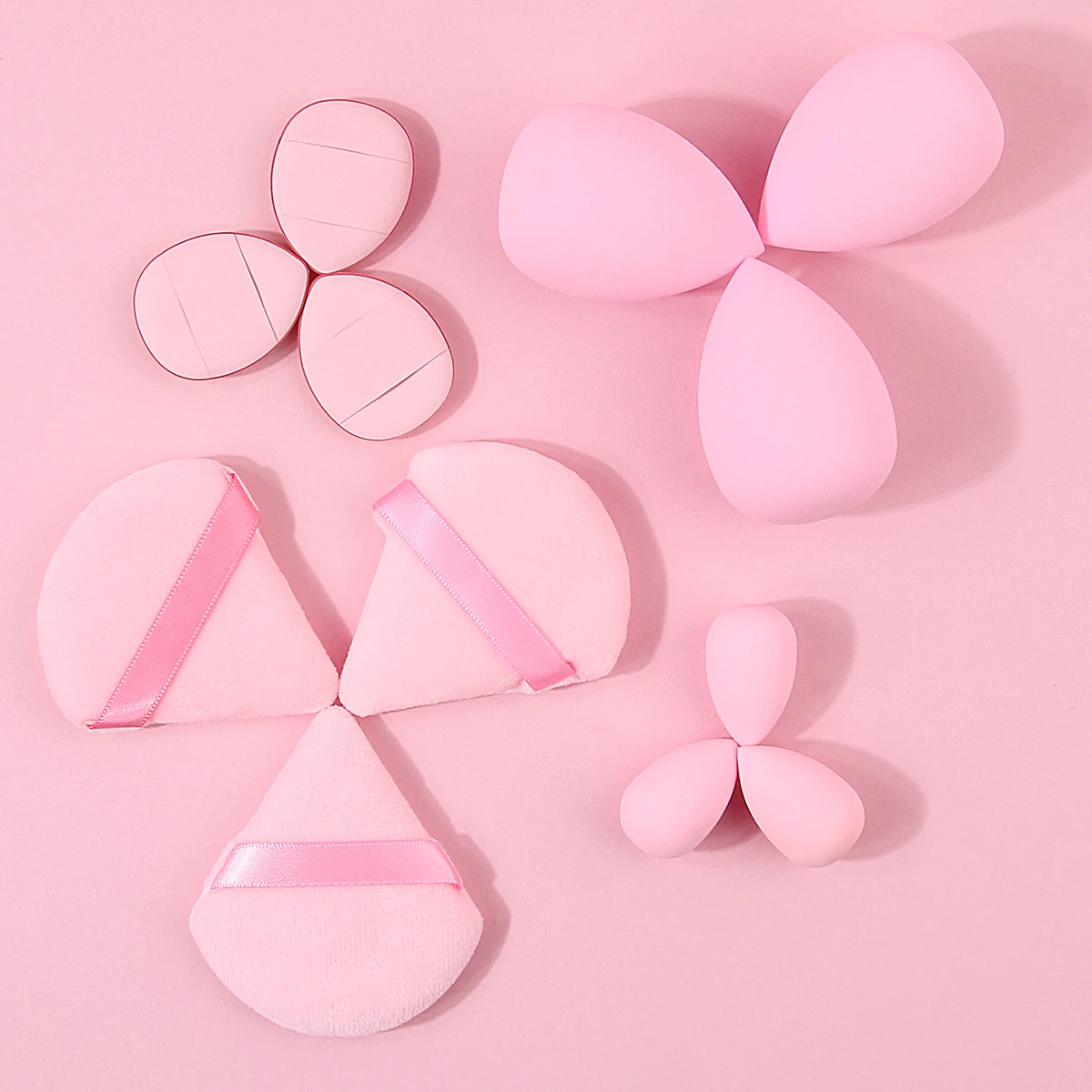 12 peças de esponja de maquiagem rosa em pó puff conjunto de ovo de beleza é uma ferramenta de maquiagem profissional compacta, portátil e não pegajosa