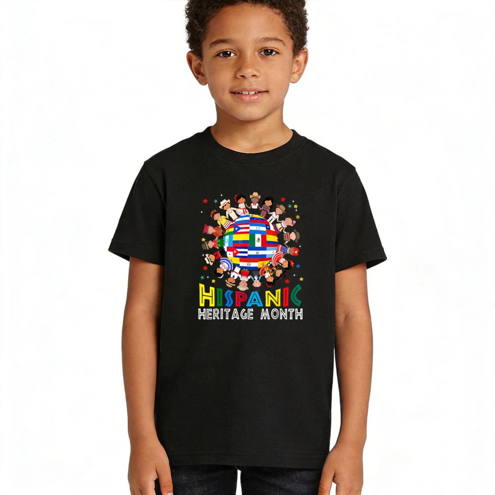 Vintage Hispanic Heritage Month Style Graphic TShirt Kids Boys and Girls Tee Hispanic Heritage Celebration Casual Cotton Wear