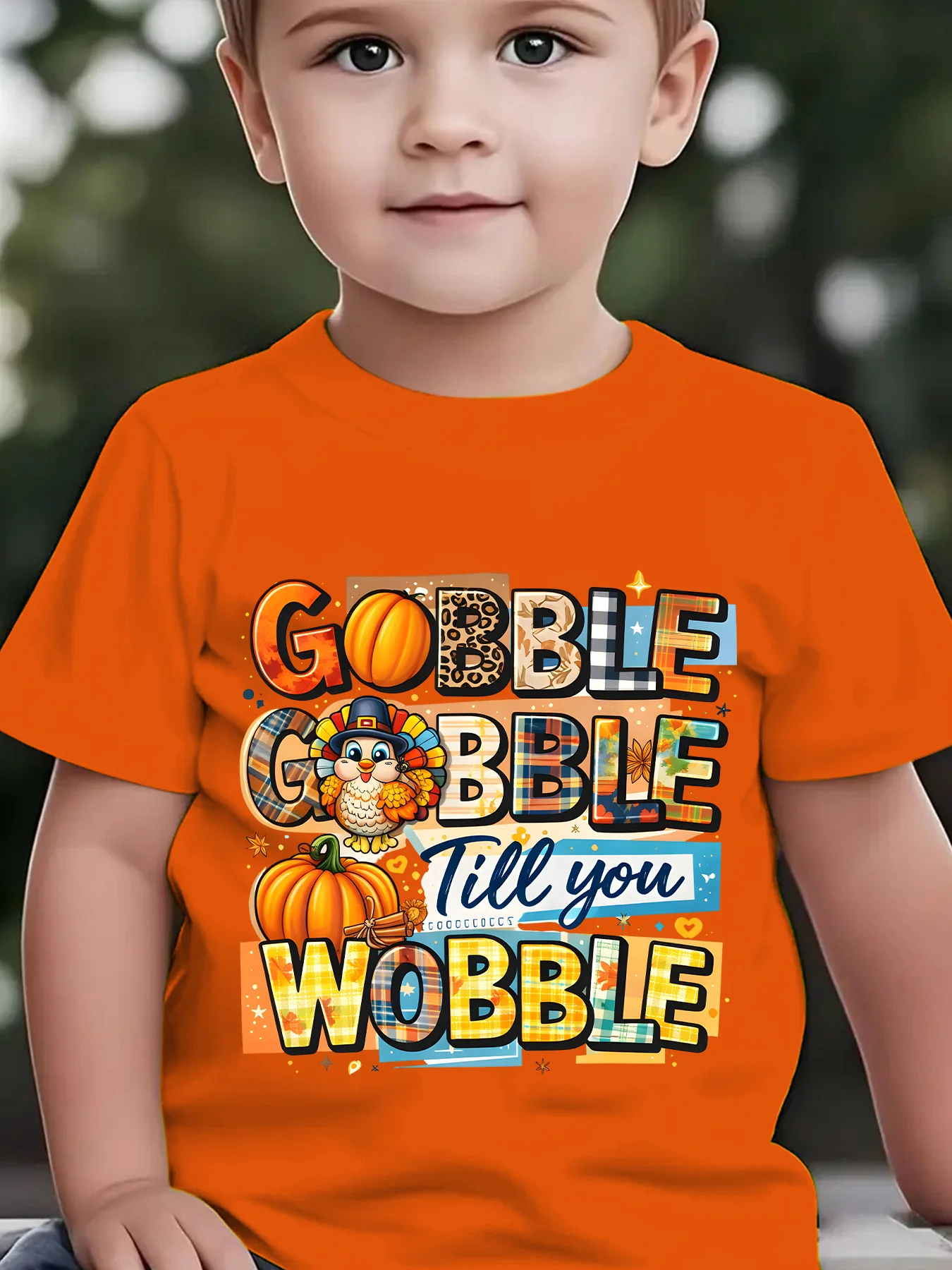 Kids Boys Girls Family Matching T Shirt Thanksgiving Turkey Pumpkin Print Short Sleeve Tee Casual Parent Child Daily Tops