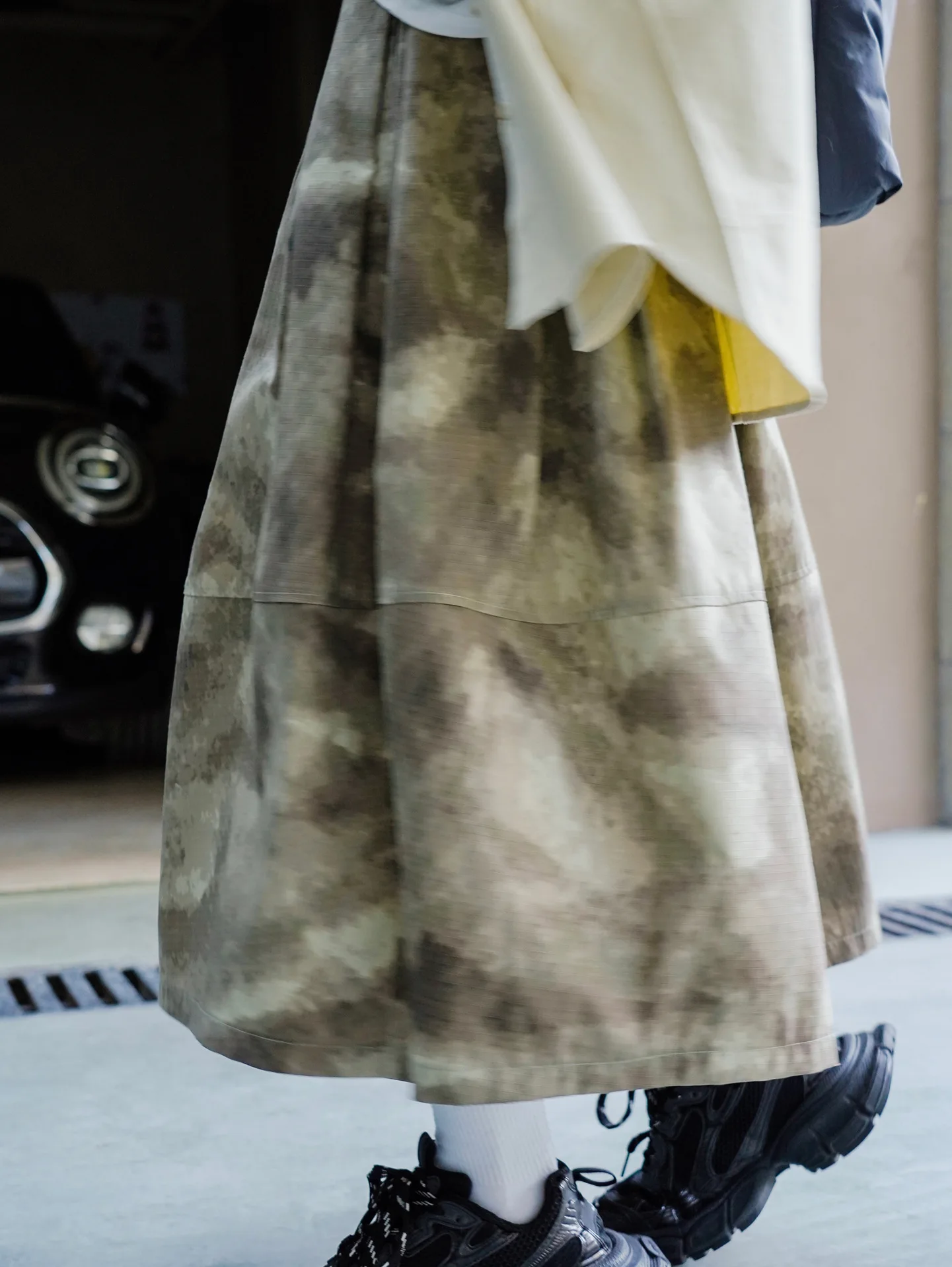 ENjoyce Vintage Camouflage Long Skirt Women Outdoor Fashion Dress Up Casual Loose High Waist Pleated Umbrella Skirts 2024 Spring