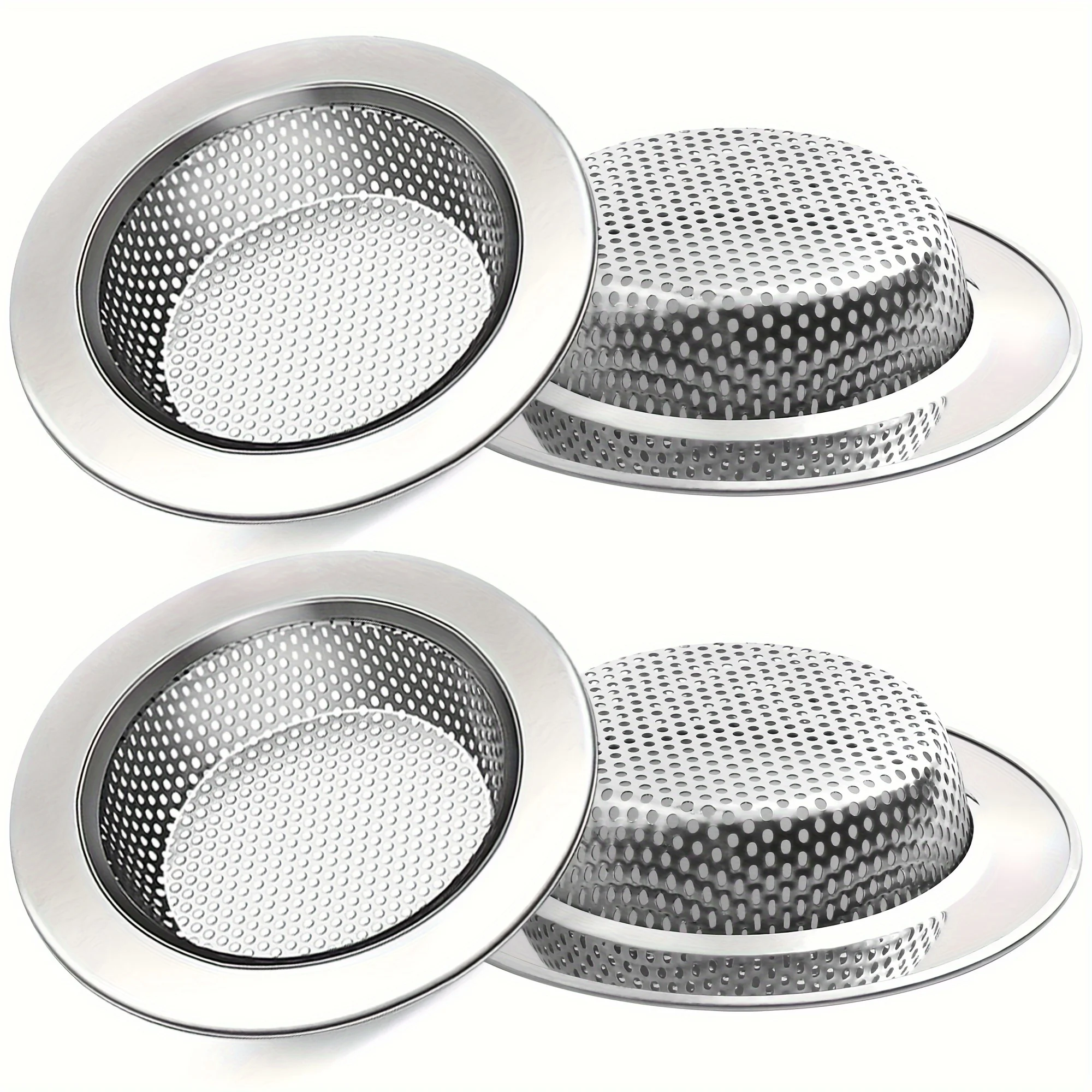 

Kitchen Sink Strainer, 4 - Piece Set of Stainless Steel Drain Strainers with Anti - Clogging Micro - Perforation Design.