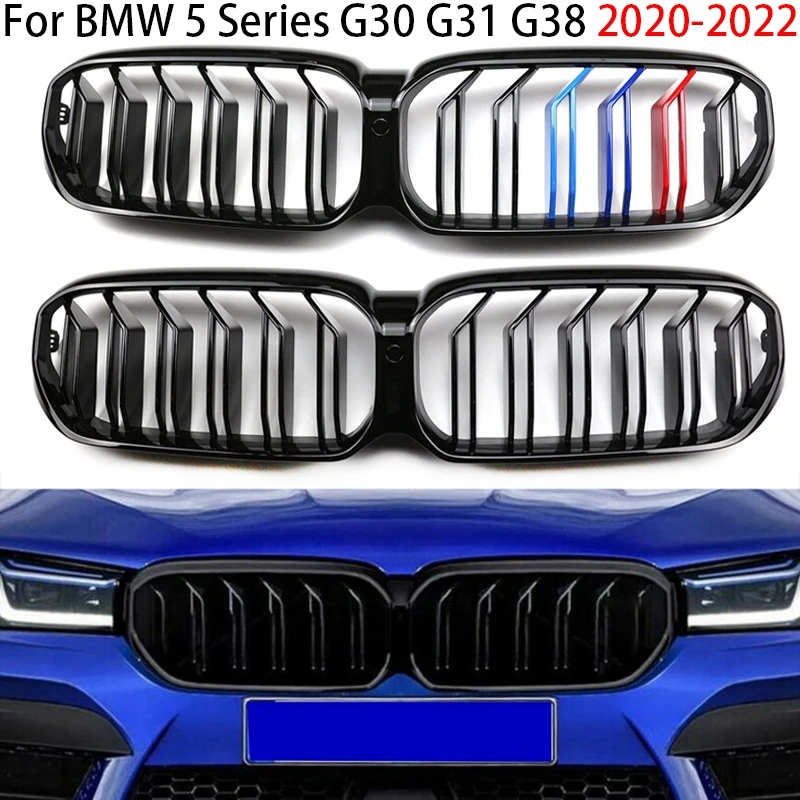 

Для BMW 5-серии Facelifted G30 G31 G38 M5 2020-2022 Автомобильная передняя решетка капота, передний бампер, решетка радиатора, серебристый/черный стиль